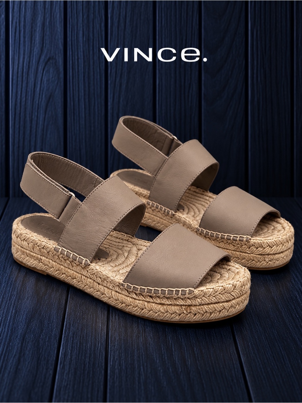 Vince Woodsmoke Leather Espadrille Platform Sandals